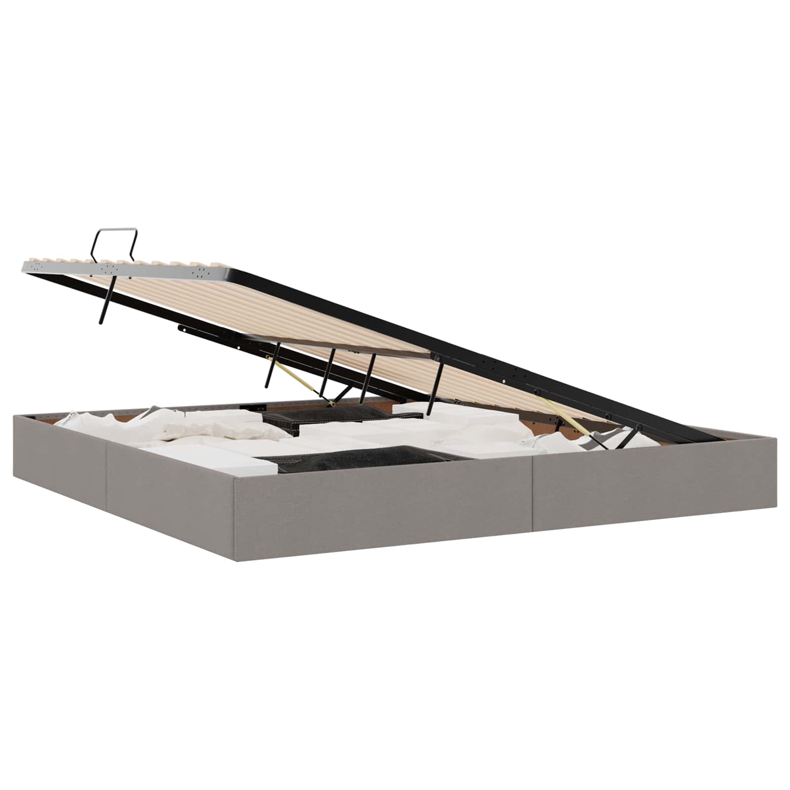 Ottoman Bedframe met opslag Taupe 200 x 200 cm Stof
