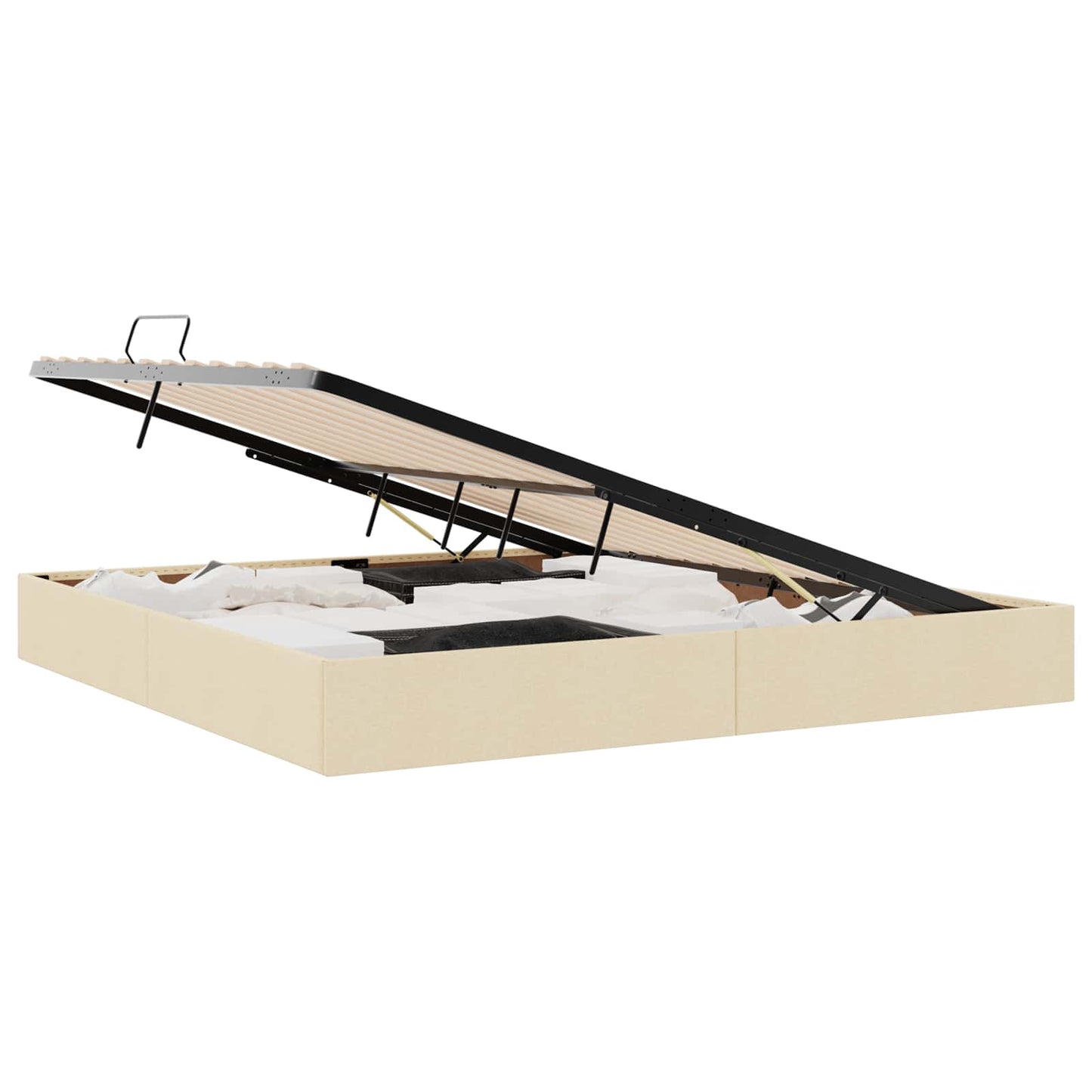Ottoman Bedframe met opslag Crème 200 x 200 cm Stof