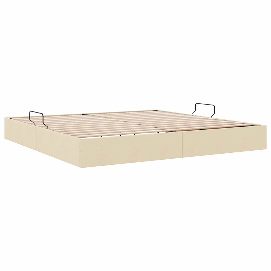 Ottoman Bedframe met opslag Crème 200 x 200 cm Stof