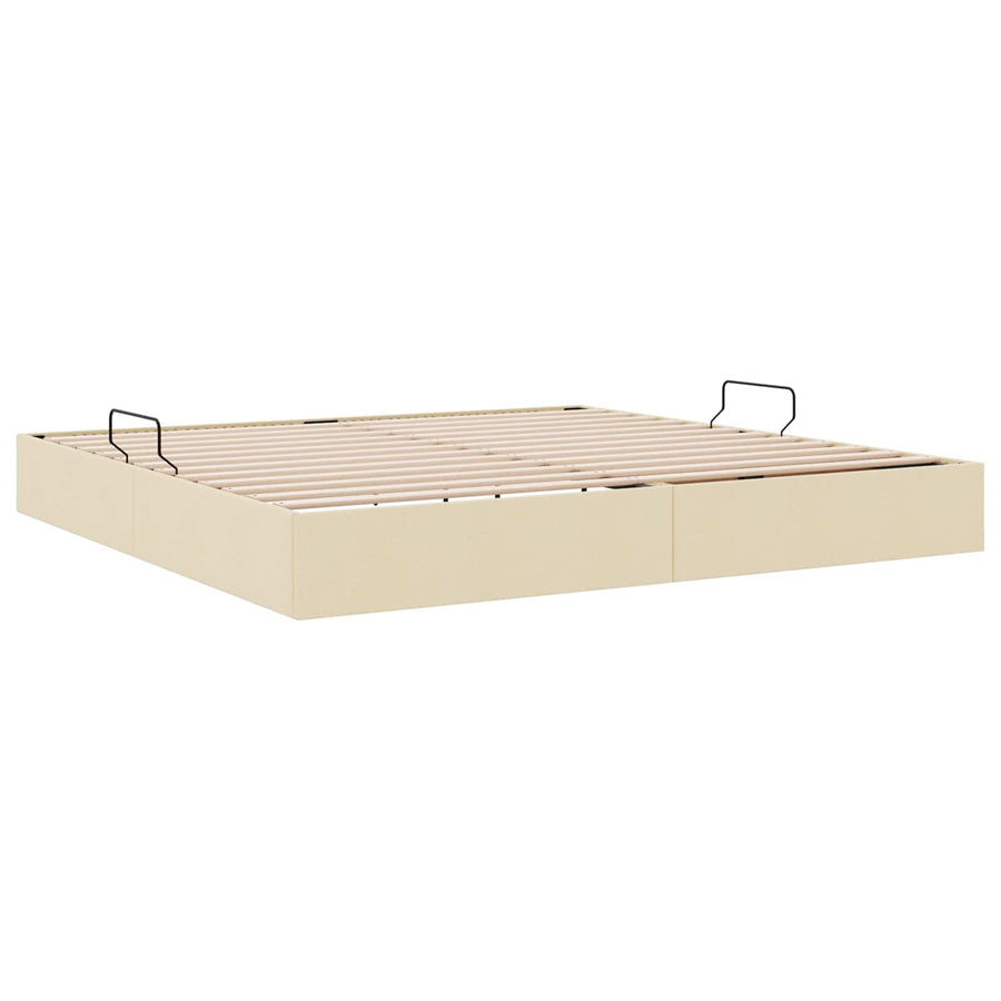 Ottoman Bedframe met opslag Crème 200 x 200 cm Stof