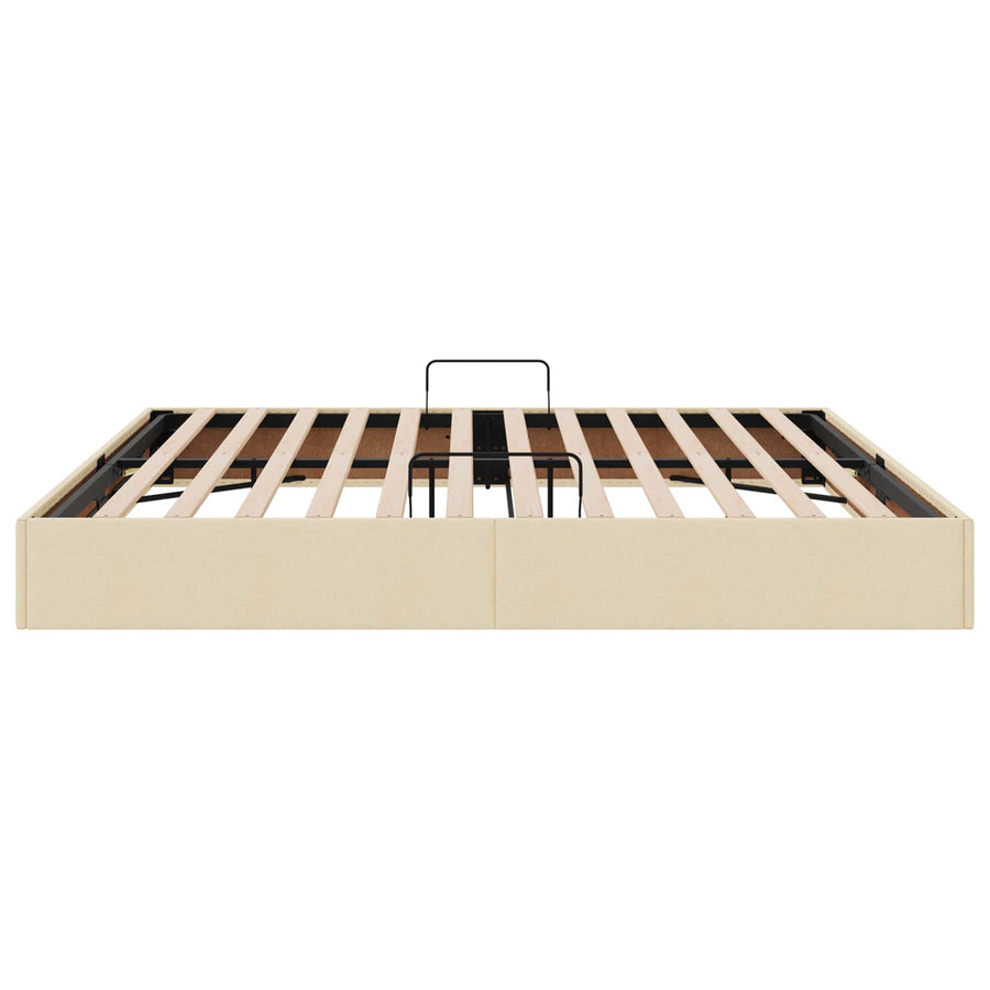 Ottoman Bedframe met opslag Crème 200 x 200 cm Stof