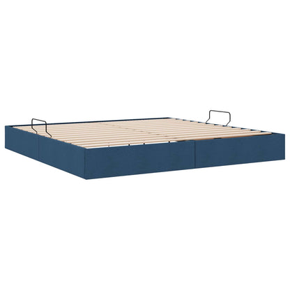 Ottoman Bedframe met opslag Blauw 200 x 200 cm Stof