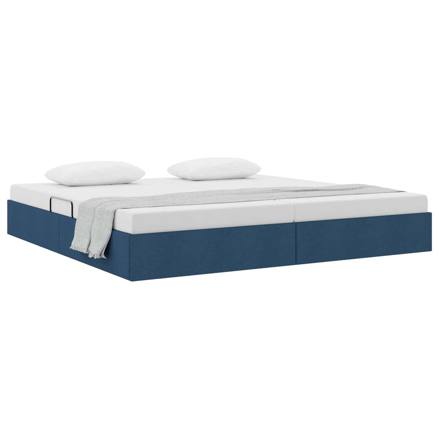 Ottoman Bedframe met opslag Blauw 200 x 200 cm Stof
