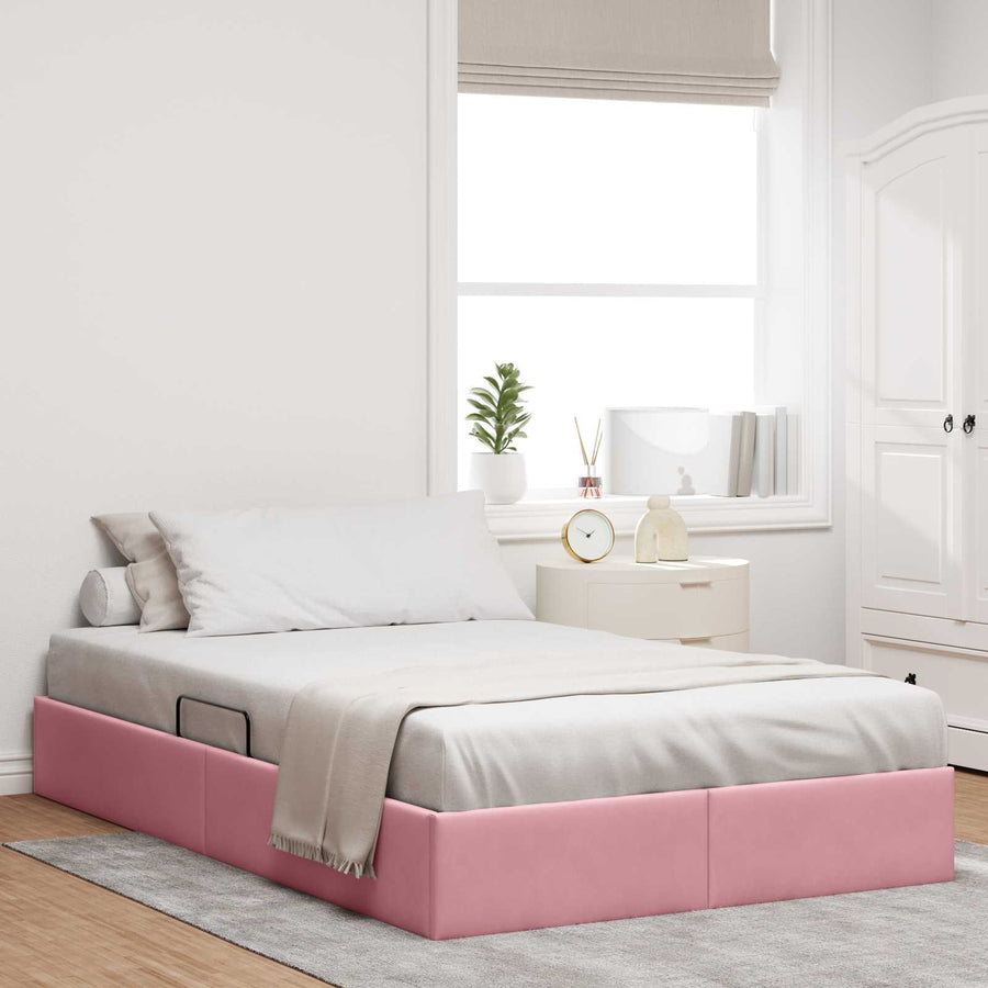 Opslag bed met hoofdeinde met opslag Roze 120 x 200 cm Fluweel
