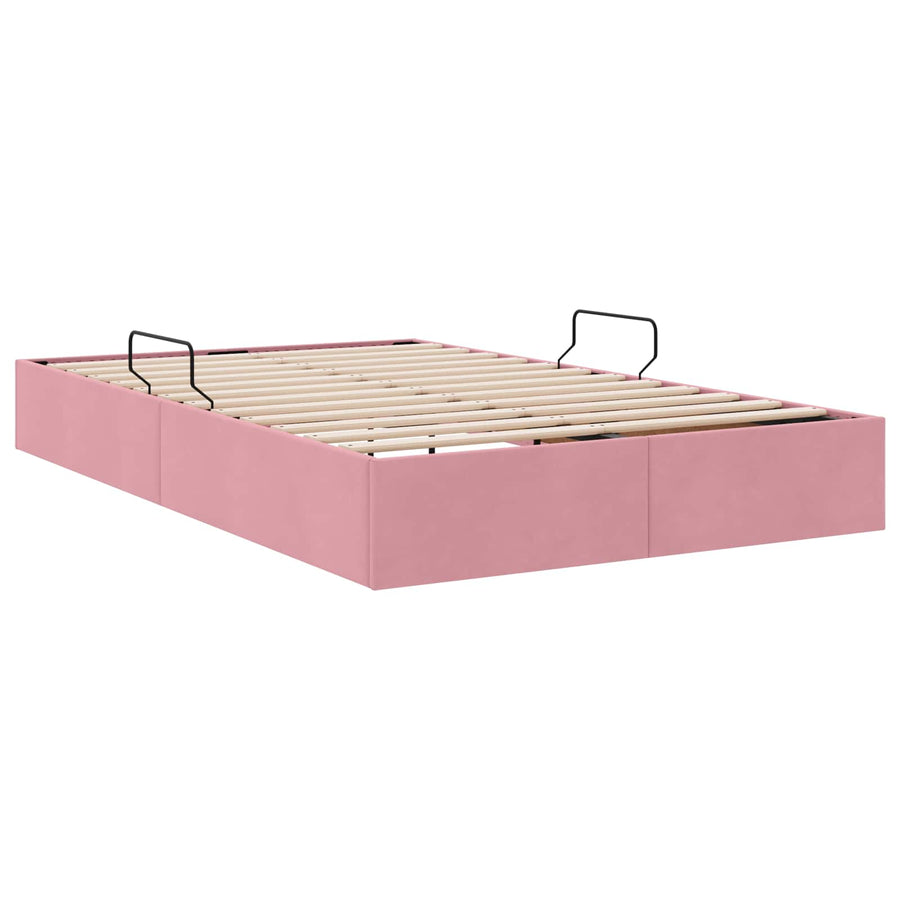 Opslag bed met hoofdeinde met opslag Roze 120 x 200 cm Fluweel
