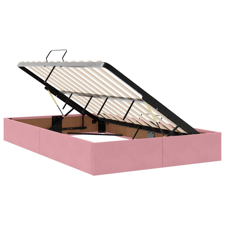 Opslag bed met hoofdeinde met opslag Roze 120 x 200 cm Fluweel