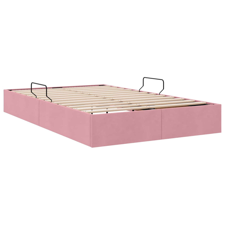 Opslag bed met hoofdeinde met opslag Roze 120 x 200 cm Fluweel