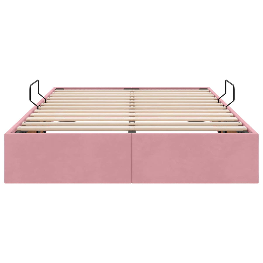 Opslag bed met hoofdeinde met opslag Roze 120 x 200 cm Fluweel