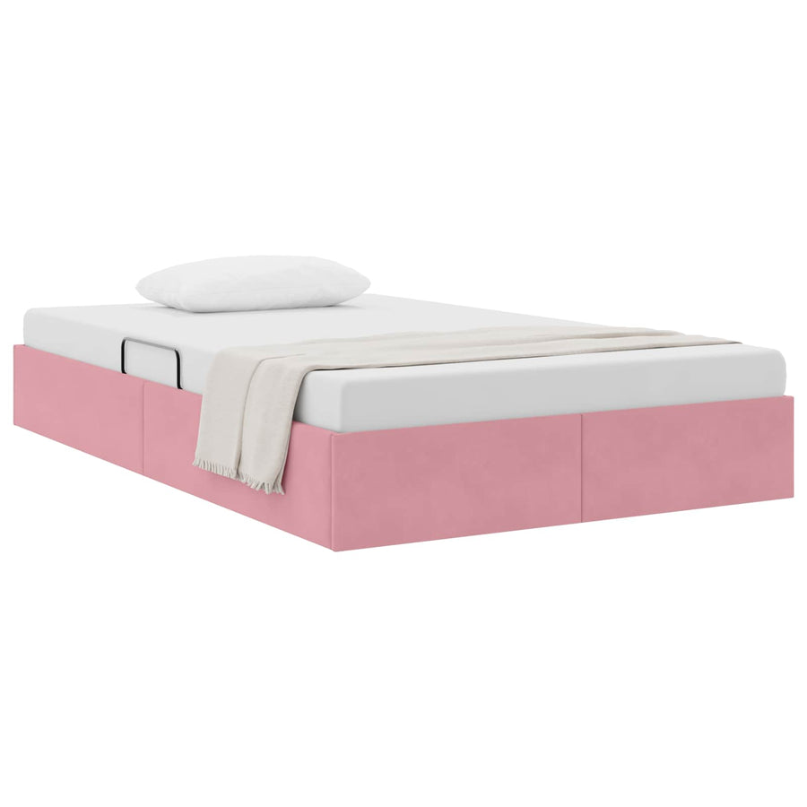 Opslag bed met hoofdeinde met opslag Roze 120 x 200 cm Fluweel