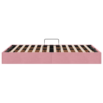 Opslag bed met hoofdeinde met opslag Roze 120 x 200 cm Fluweel