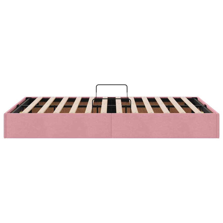 Opslag bed met hoofdeinde met opslag Roze 120 x 200 cm Fluweel