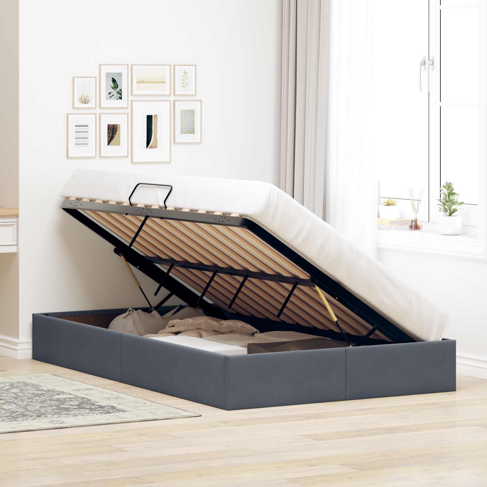 Ottoman Bedframe met Opslag met opslag Fluweel