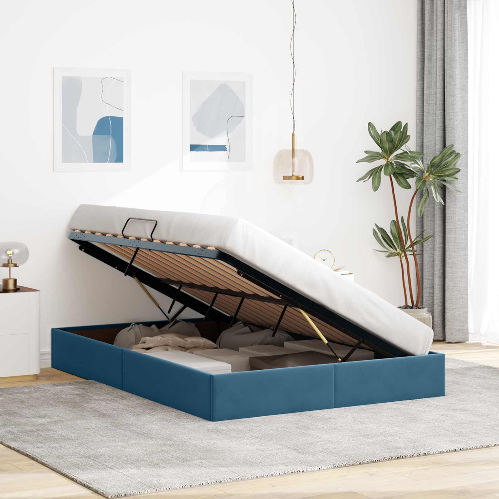 Ottoman Bedframe met Opslag met opslag Fluweel