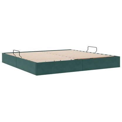 Opslag bed met hoofdeinde Donkergroen 200 x 200 cm Fluweel