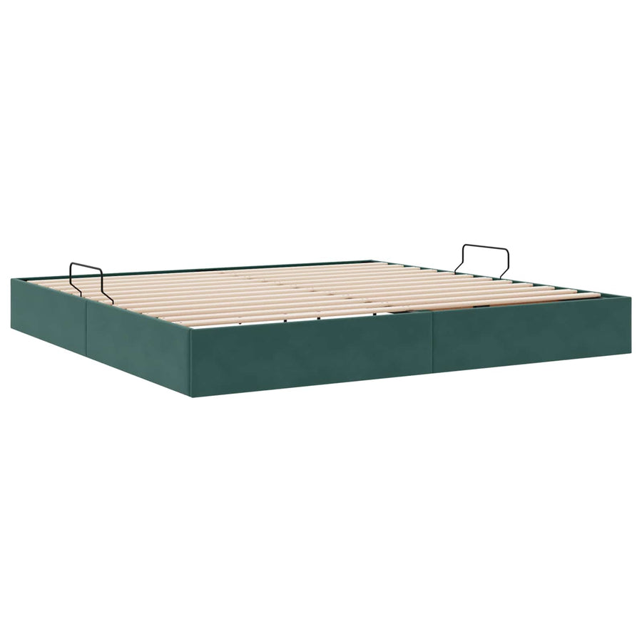 Opslag bed met hoofdeinde Donkergroen 200 x 200 cm Fluweel