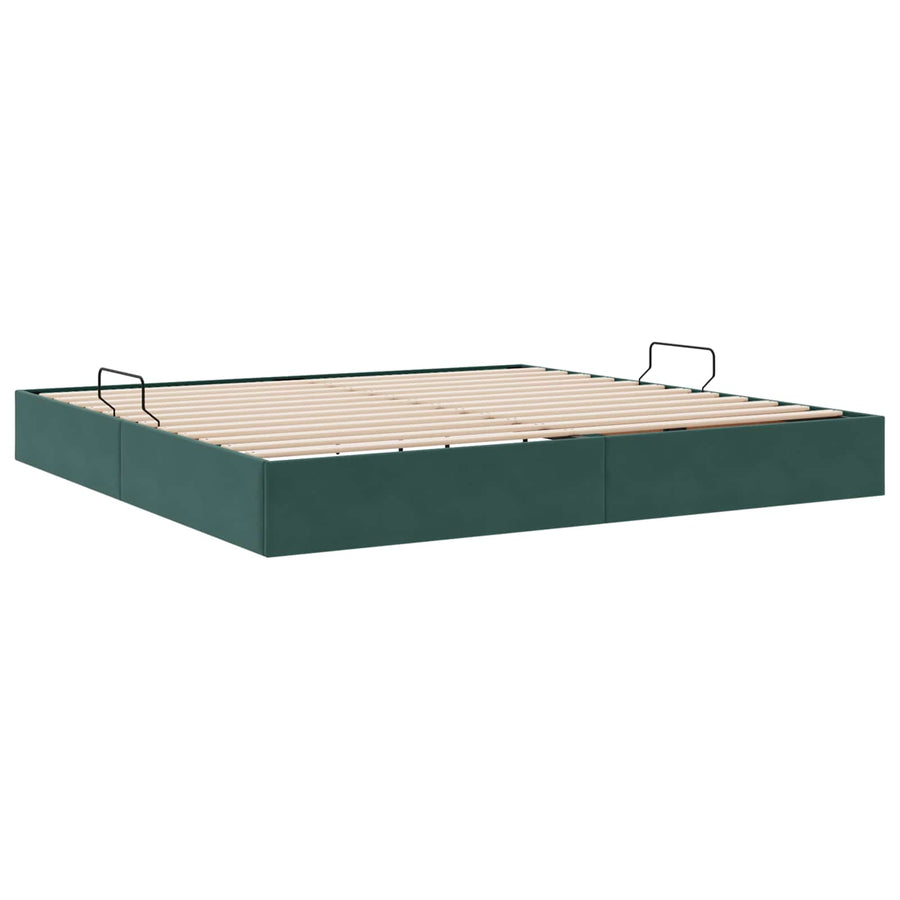 Opslag bed met hoofdeinde Donkergroen 200 x 200 cm Fluweel