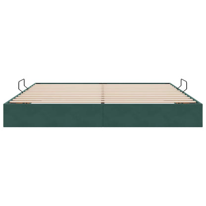 Opslag bed met hoofdeinde Donkergroen 200 x 200 cm Fluweel