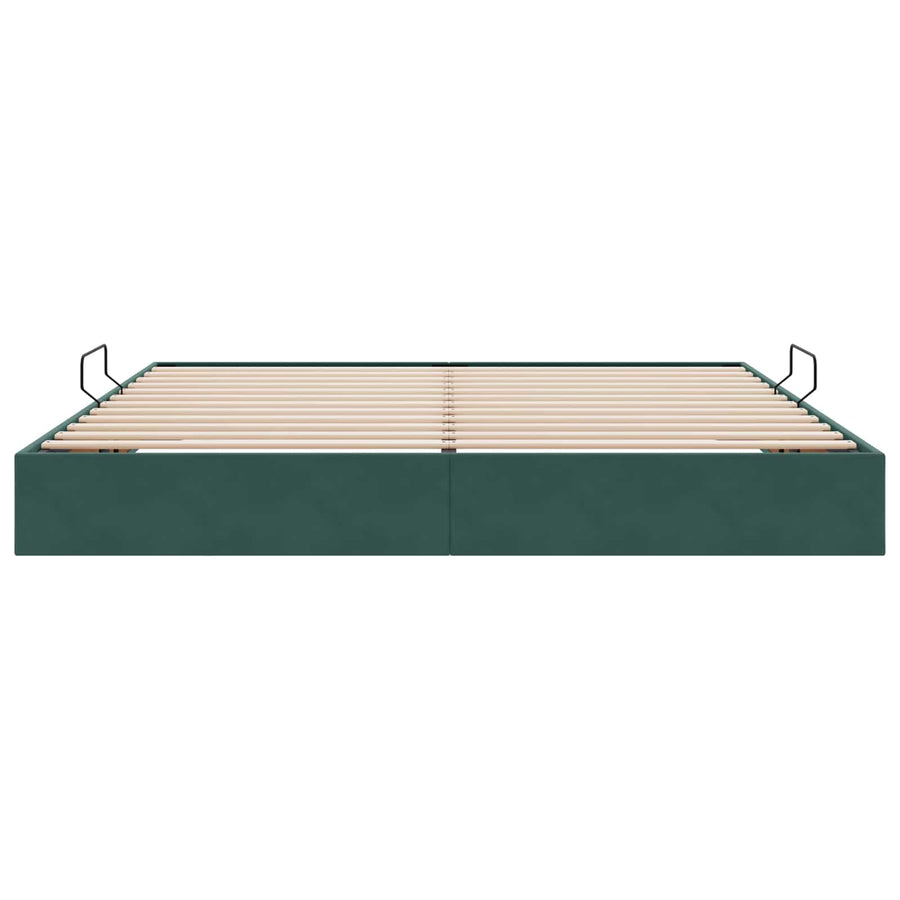 Opslag bed met hoofdeinde Donkergroen 200 x 200 cm Fluweel