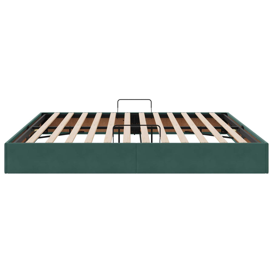 Opslag bed met hoofdeinde Donkergroen 200 x 200 cm Fluweel