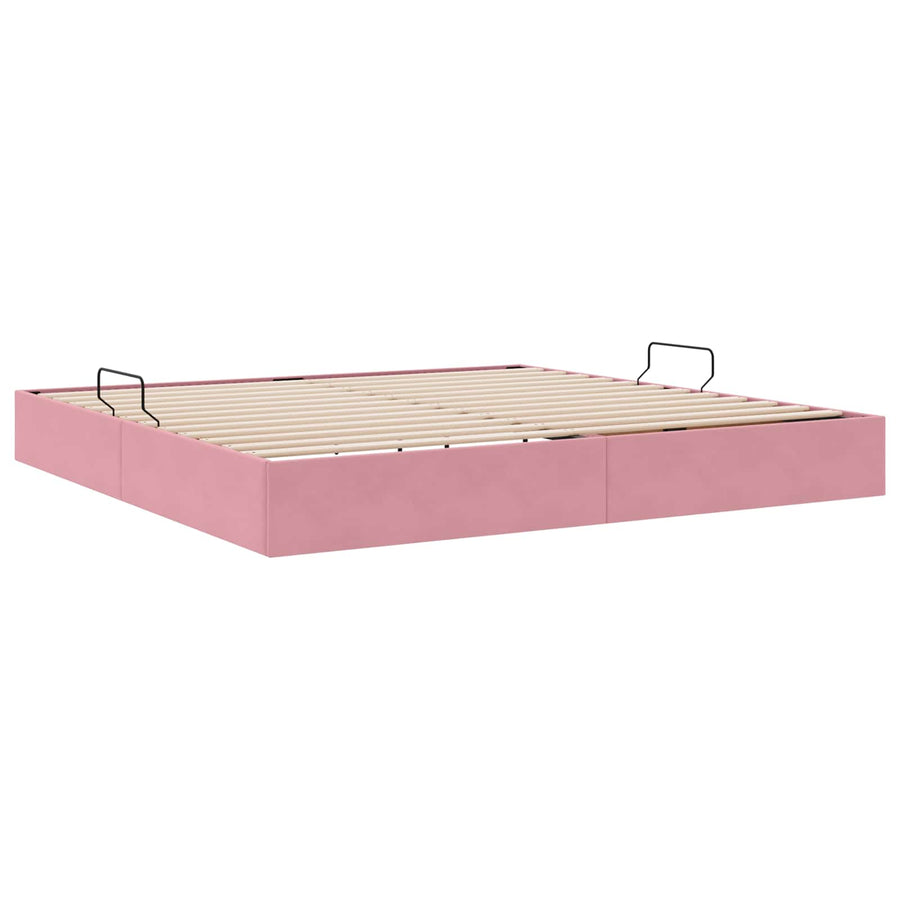 Opslag bed met hoofdeinde met opslag Roze 200 x 200 cm Fluweel