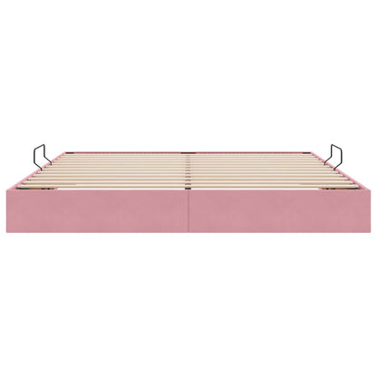 Opslag bed met hoofdeinde met opslag Roze 200 x 200 cm Fluweel