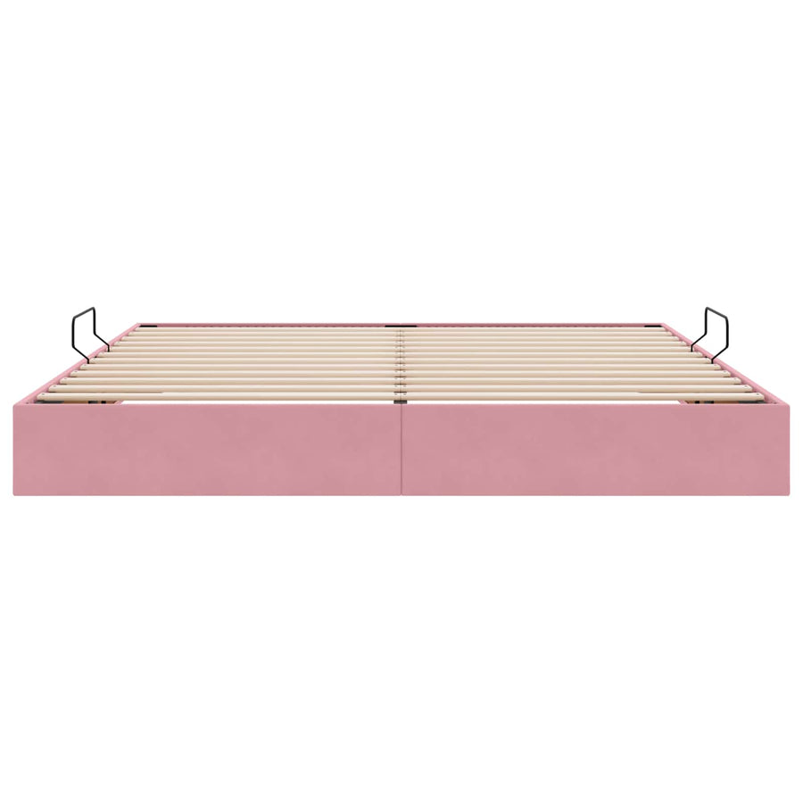 Opslag bed met hoofdeinde met opslag Roze 200 x 200 cm Fluweel