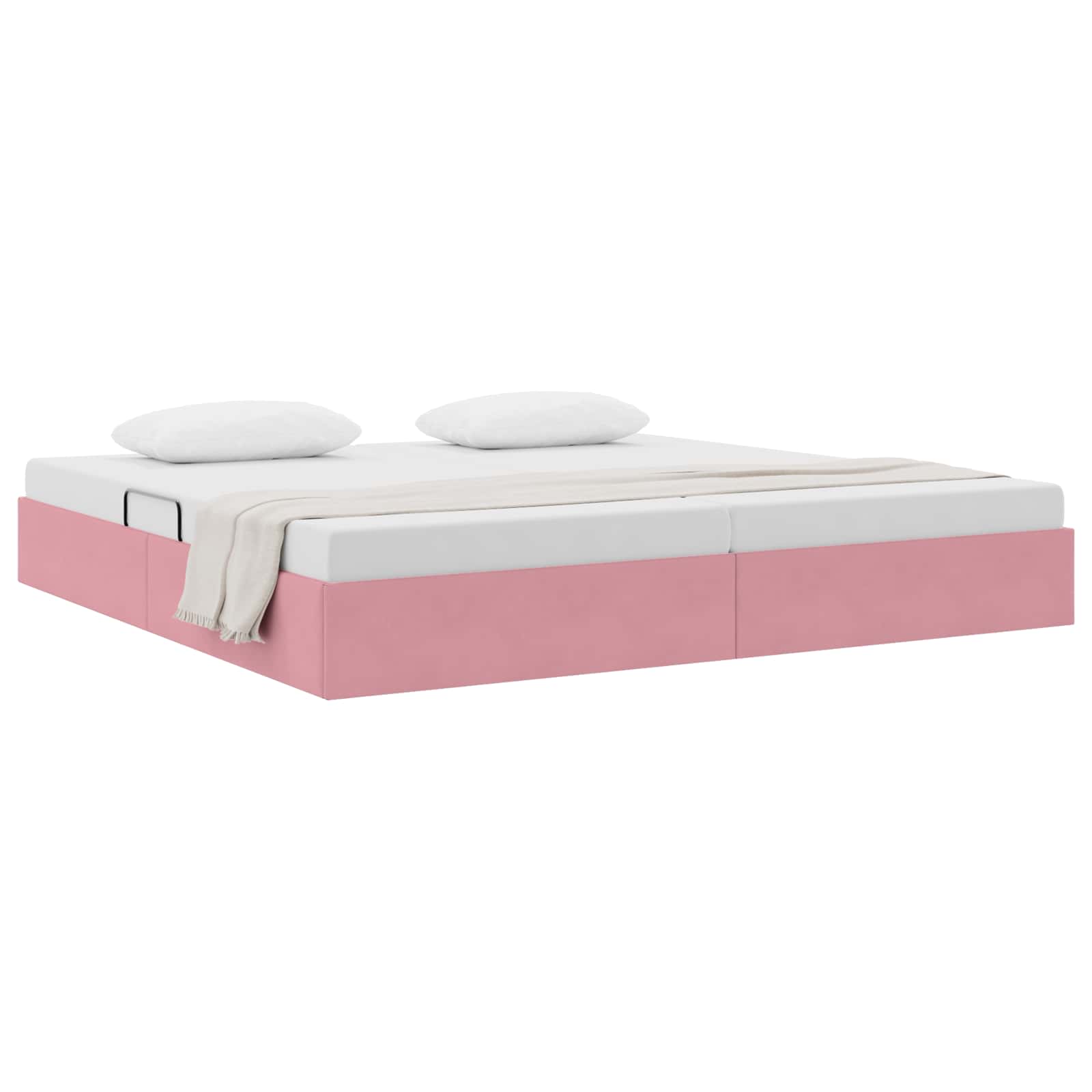 Opslag bed met hoofdeinde met opslag Roze 200 x 200 cm Fluweel