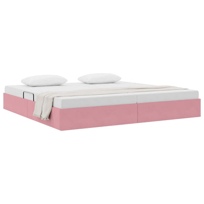 Opslag bed met hoofdeinde met opslag Roze 200 x 200 cm Fluweel