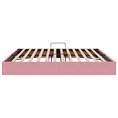Opslag bed met hoofdeinde met opslag Roze 200 x 200 cm Fluweel