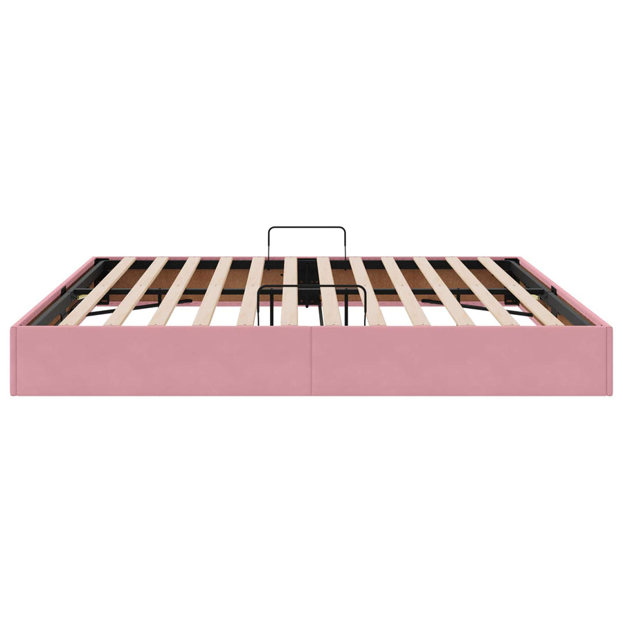 Opslag bed met hoofdeinde met opslag Roze 200 x 200 cm Fluweel