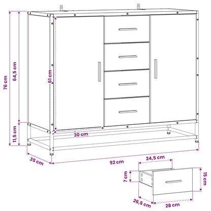 Dressoir Oud hout 92 x 35 x 76 cm Bewerkt hout