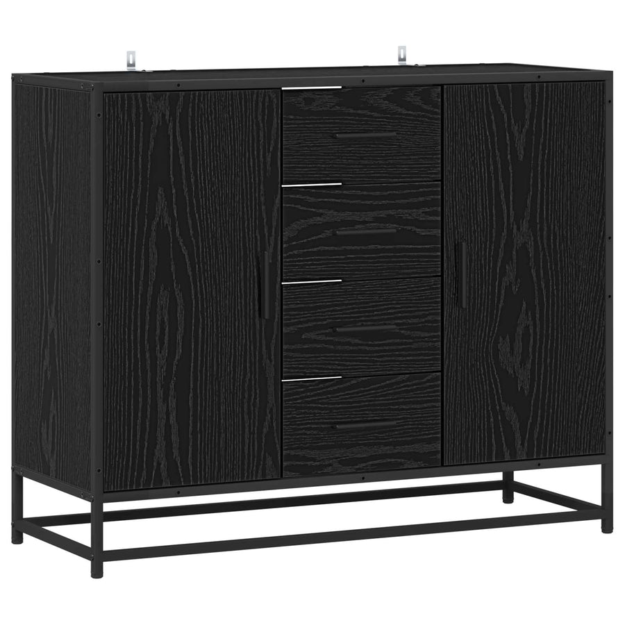 Dressoir Zwart eiken 92 x 35 x 76 cm Bewerkt hout