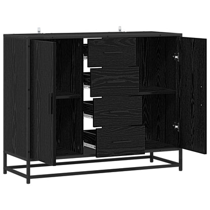 Dressoir Zwart eiken 92 x 35 x 76 cm Bewerkt hout
