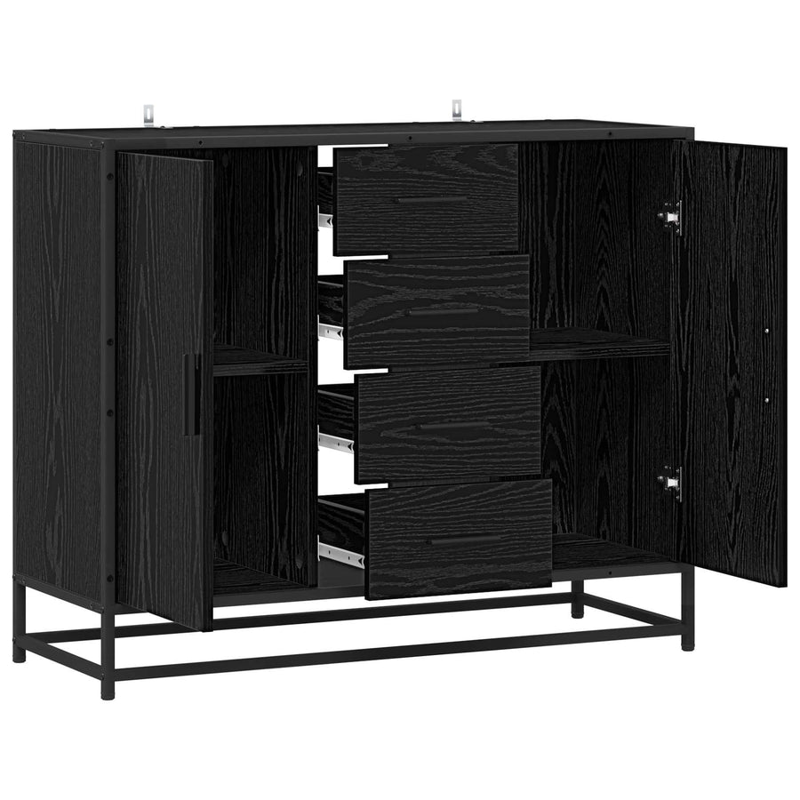 Dressoir Zwart eiken 92 x 35 x 76 cm Bewerkt hout