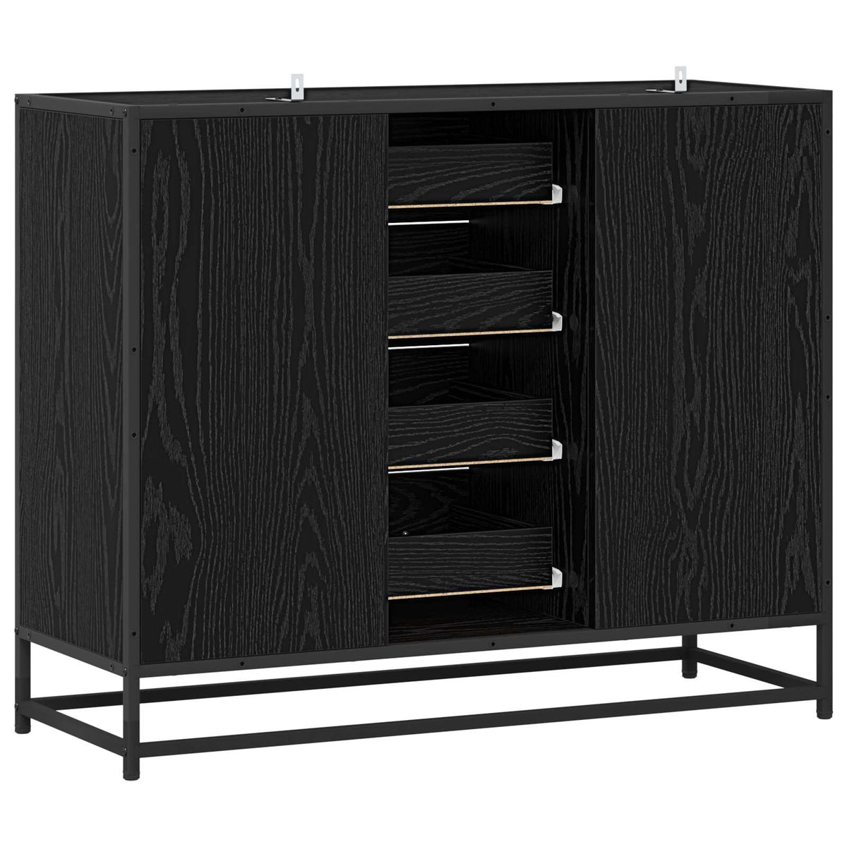 Dressoir Zwart eiken 92 x 35 x 76 cm Bewerkt hout