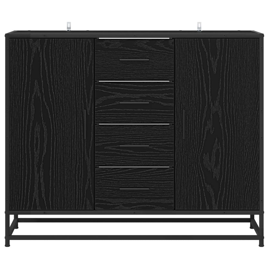 Dressoir Zwart eiken 92 x 35 x 76 cm Bewerkt hout
