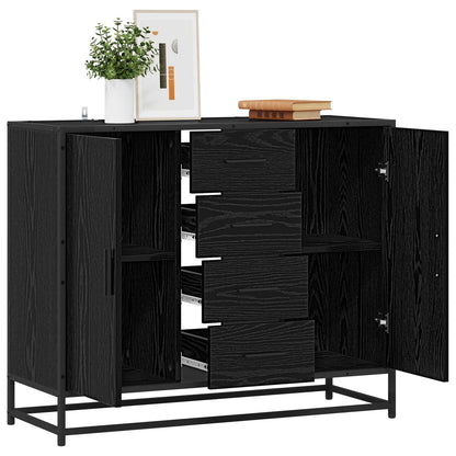 Dressoir Zwart eiken 92 x 35 x 76 cm Bewerkt hout