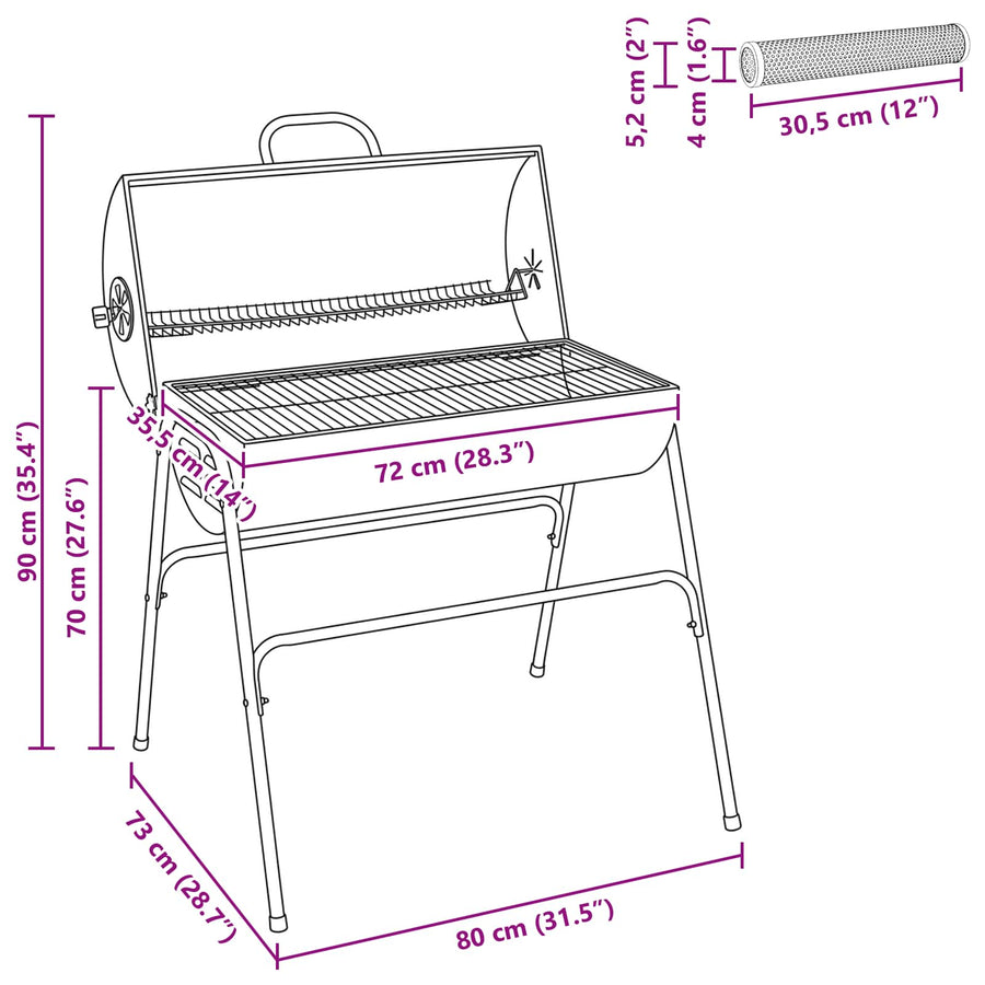Buiten Grill 3 st 80 x 73 x 90 cm Metaal Zwart