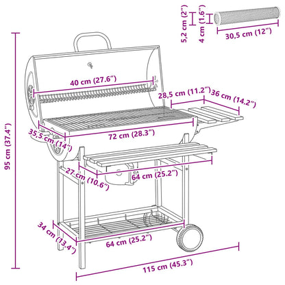 Vaten Grill met Wielen en Planken 3 st 115 x 85 x 95 cm Metaal