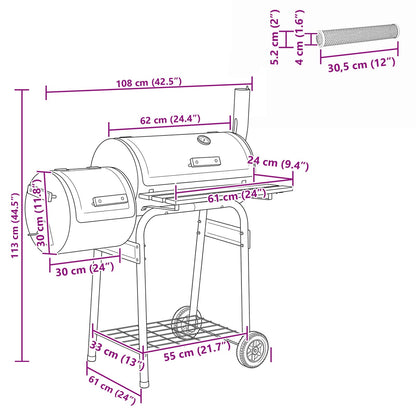 Buiten Grill 103 x 60 x 113 cm Staal Zwart