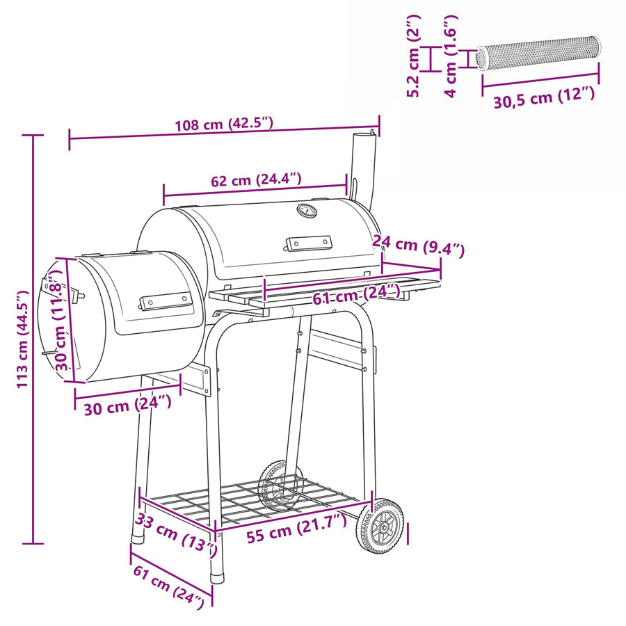 Buiten Grill 103 x 60 x 113 cm Staal Zwart