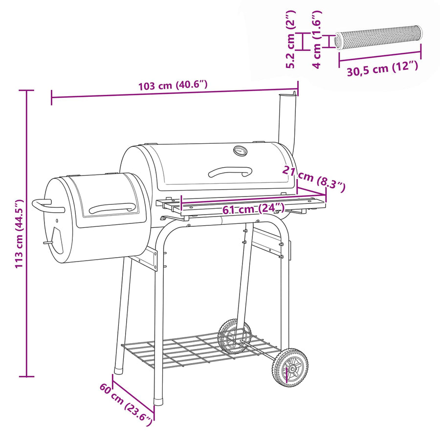 Buiten Grill 103 x 60 x 113 cm Staal Zwart