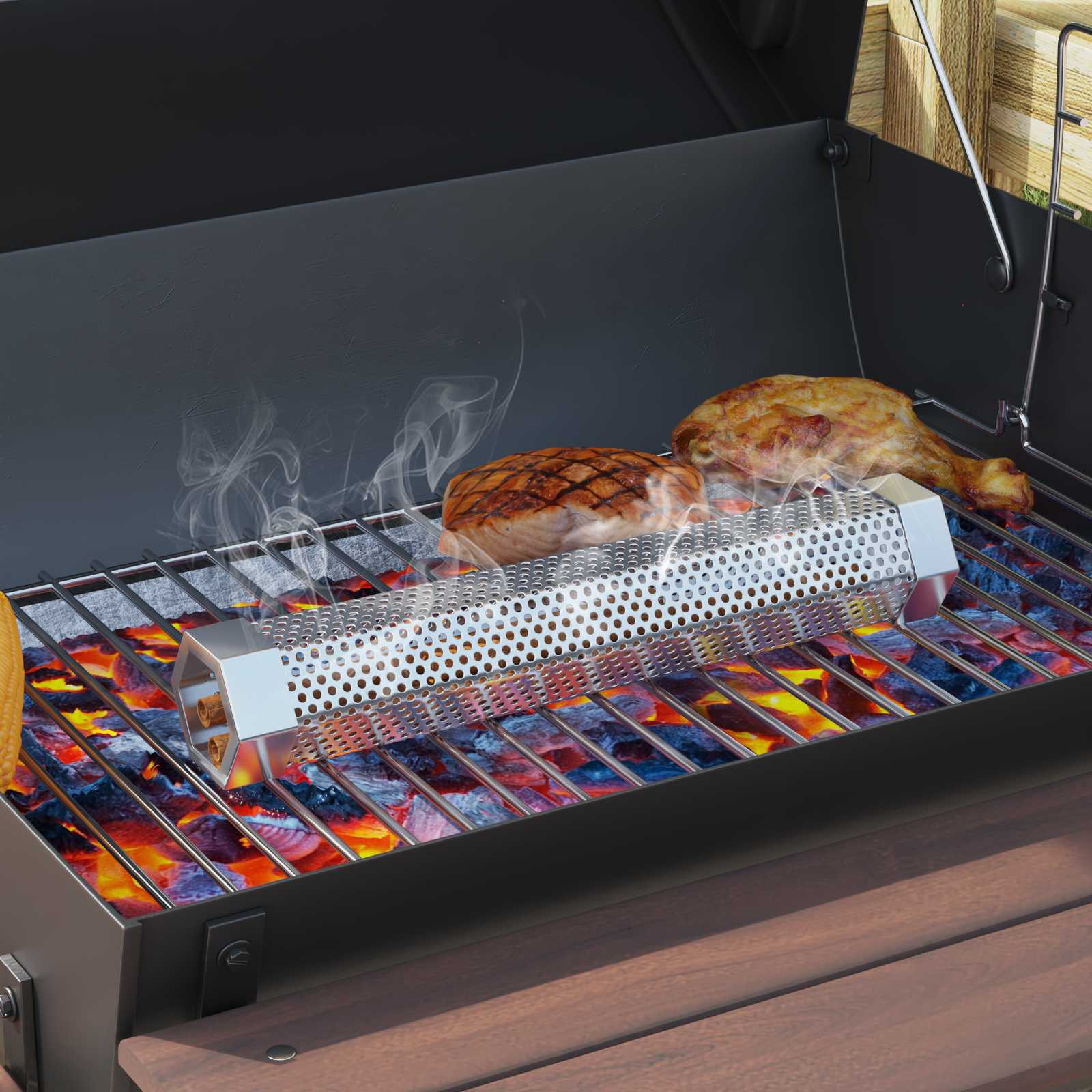 Buiten Grill Ø 40 x 80 cm Staal Zwart