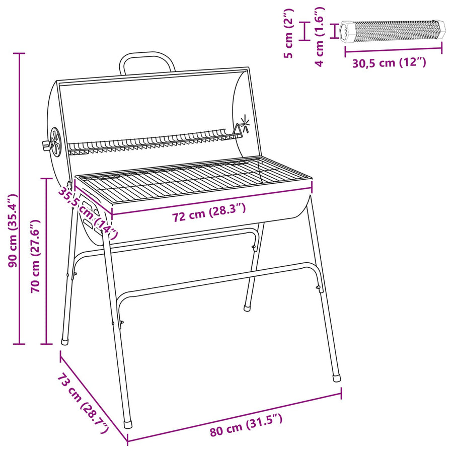 Vaten Grill met 2 Kookroosters 3 st 80 x 73 x 90 cm Metaal