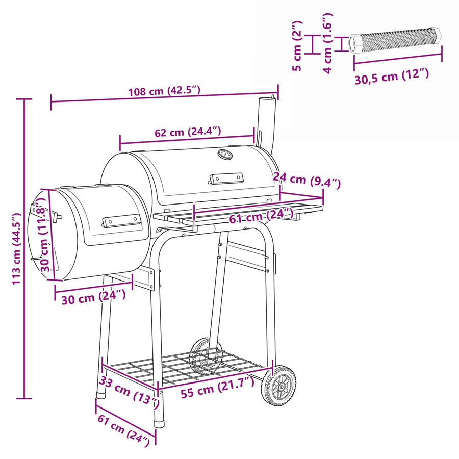 Buiten Grill 103 x 60 x 113 cm Staal Zwart