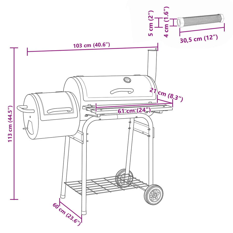Buiten Grill 103 x 60 x 113 cm Staal Zwart