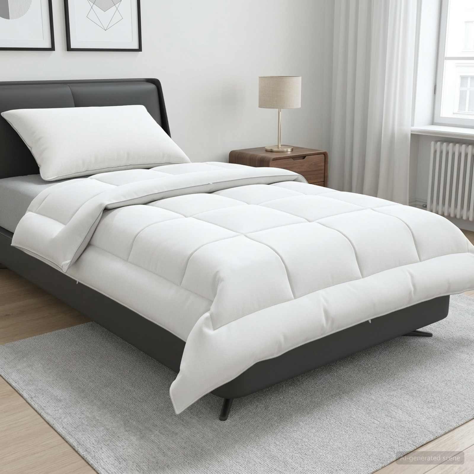 Dekbed en Kussen Set 2 st 135x200 cm Zomer 200 GSM Wol Wit