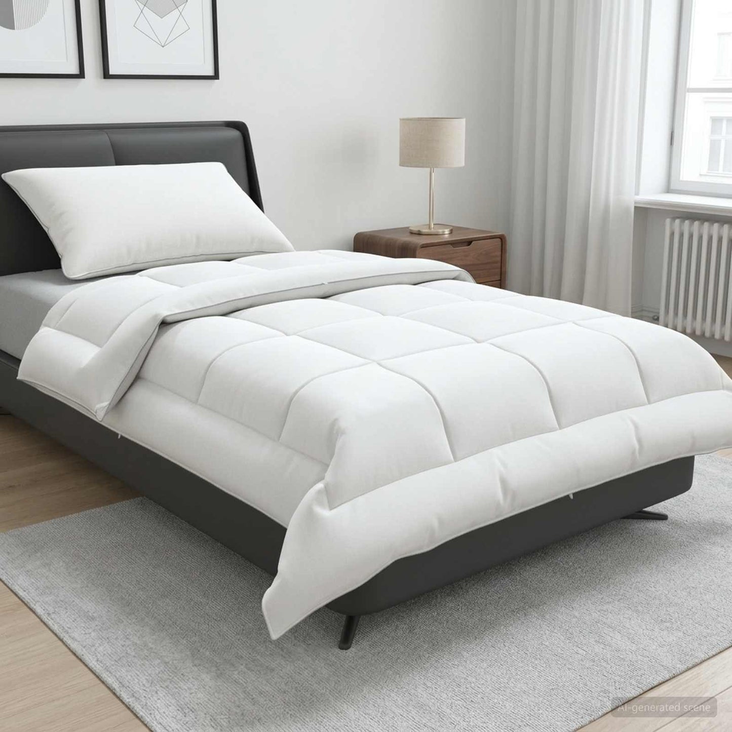 Dekbed en Kussen Set 2 st 137x200 cm Zomer 200 GSM Wol Wit