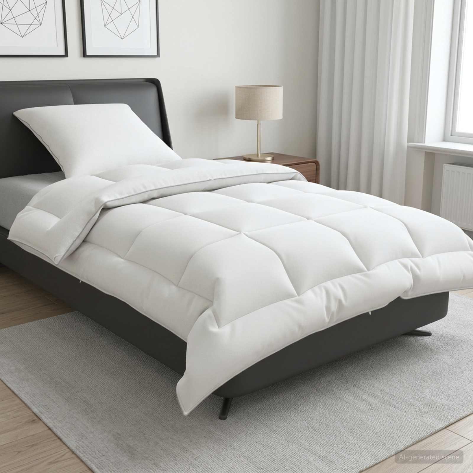 Dekbed en Kussen Set 2 st 150x200 cm Winter 450 GSM Wol Wit