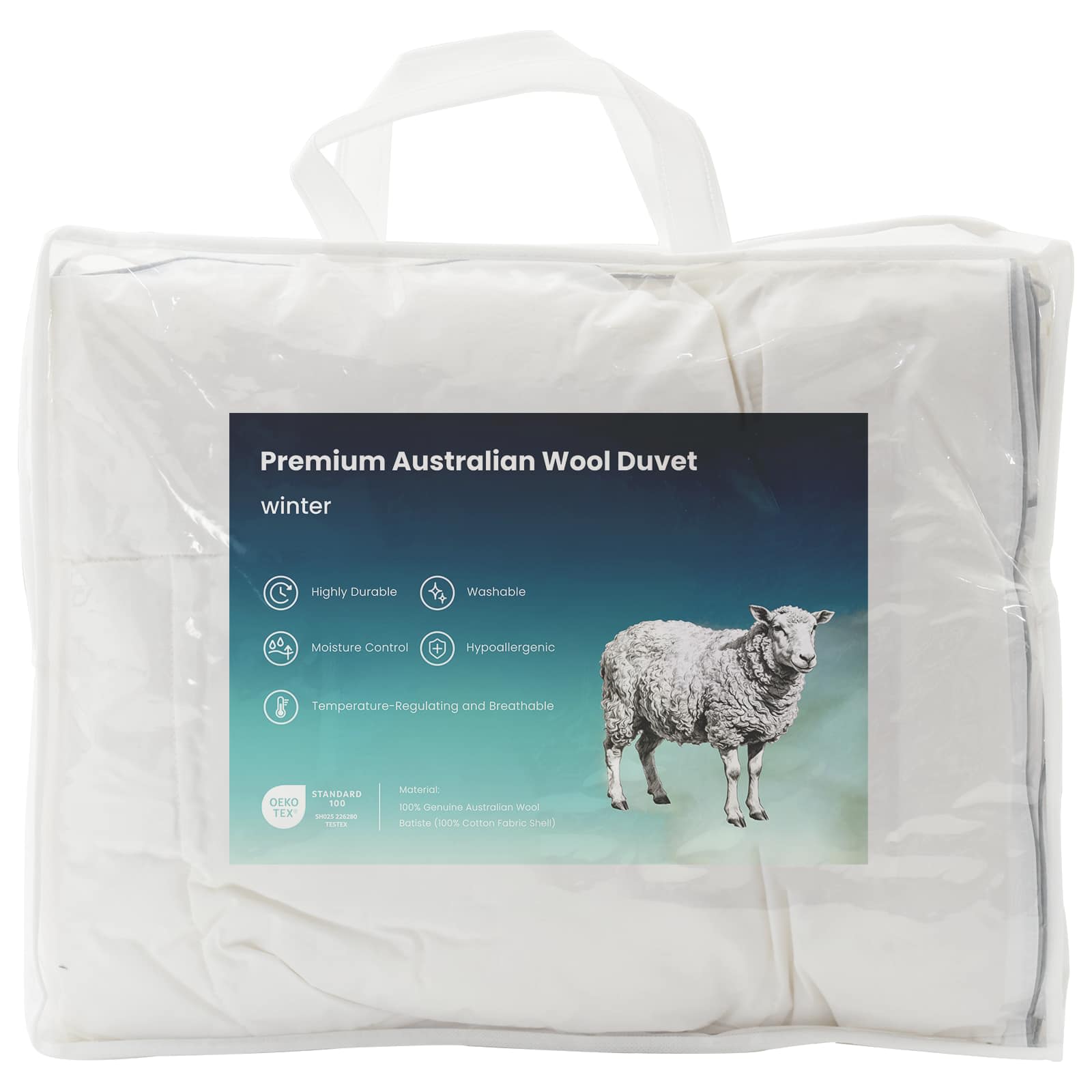 Dekbed en Kussen Set 2 st 152x203 cm Winter 450 GSM Wol Wit
